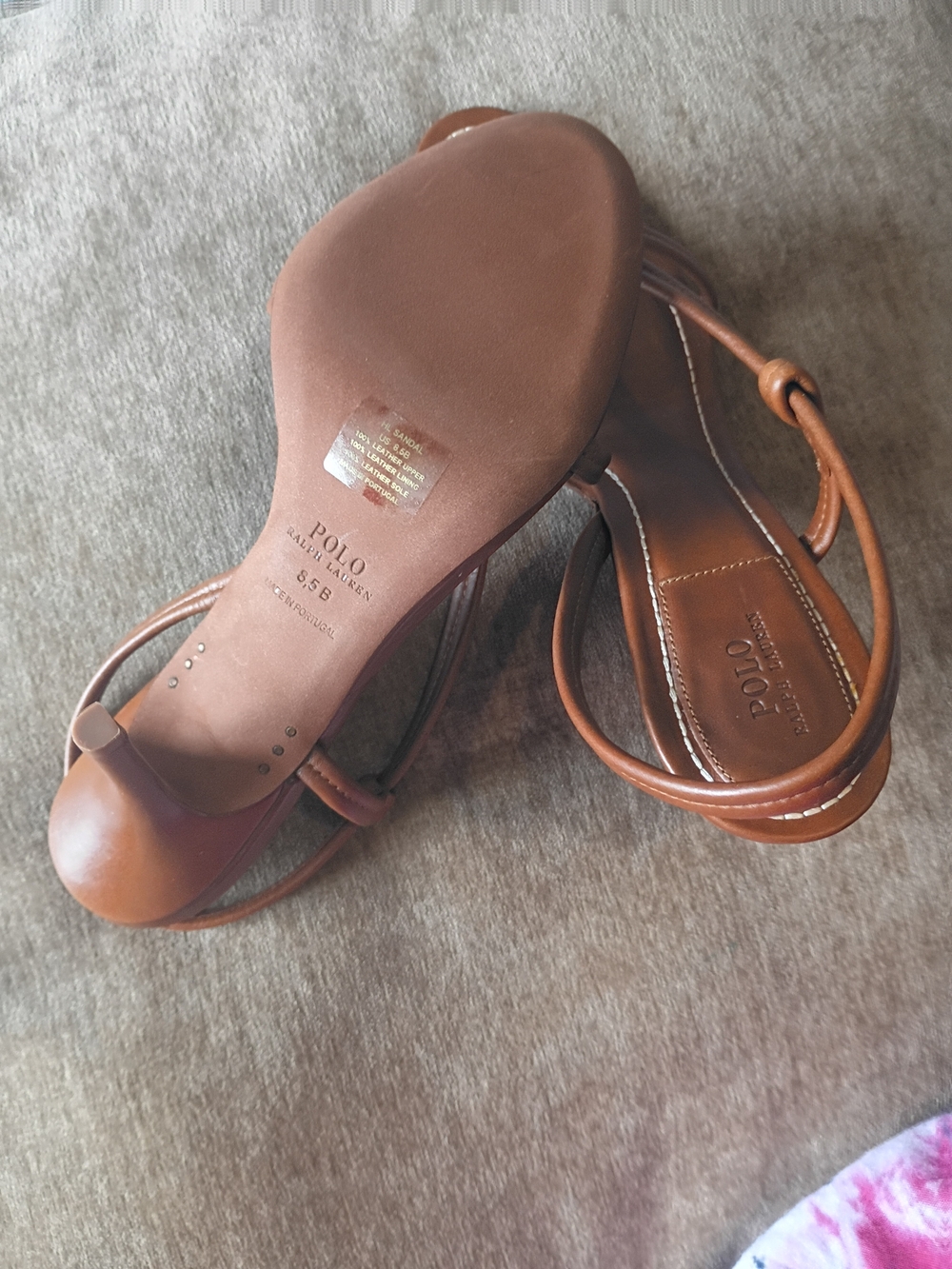 Polo by Ralph Lauren Tan Leather Knot Strap Sandals - Picture 5 of 6